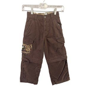 NWT Sideout Boys Size 5 Brown Cargo Pants Removable Zipper Legs